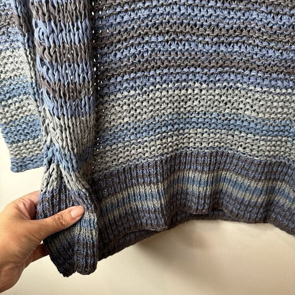 Free People Sweater Womens Small Blue Loose Knit Artsy Crochet Coastal Beachy - Picture 6 of 13